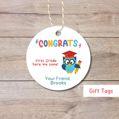 Personalized Kindergarten Promotion Gift Tags, Happy Kids Graduation Congrats End of School Party Treat Tags Have a Great Summer Gift Tags