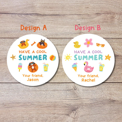 Personalized Have a Cool Summer Label, End of School Party Treat Bag Sticker, Custom Kids Last Day of School Party, Summer Beach Pool Party