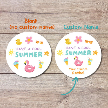 Personalized Have a Cool Summer Label, End of School Party Treat Bag Sticker, Custom Kids Last Day of School Party, Summer Beach Pool Party