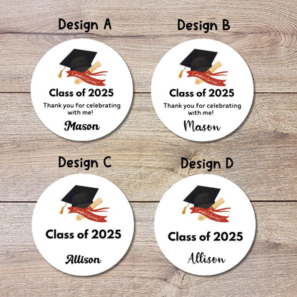 Personalized Graduation Stickers, Happy Graduation Labels, Custom Graduation Party Favor Stickers, Graduation Gift Bag Envelope Seal Sticker