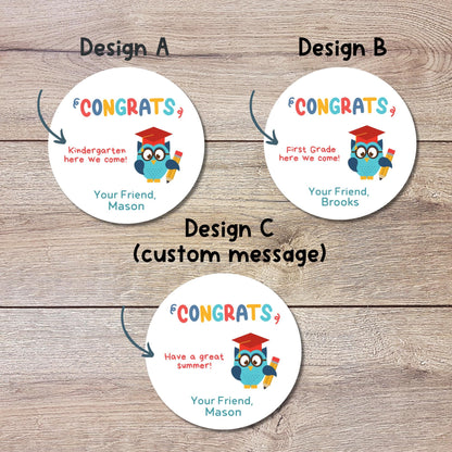 Personalized Kindergarten Promotion Stickers, Happy Kids Graduation Congrats Label End of School Party Treat Bag Have a Great Summer Sticker