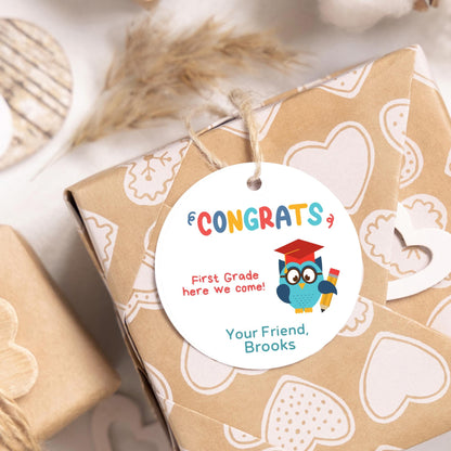 Personalized Kindergarten Promotion Gift Tags, Happy Kids Graduation Congrats End of School Party Treat Tags Have a Great Summer Gift Tags