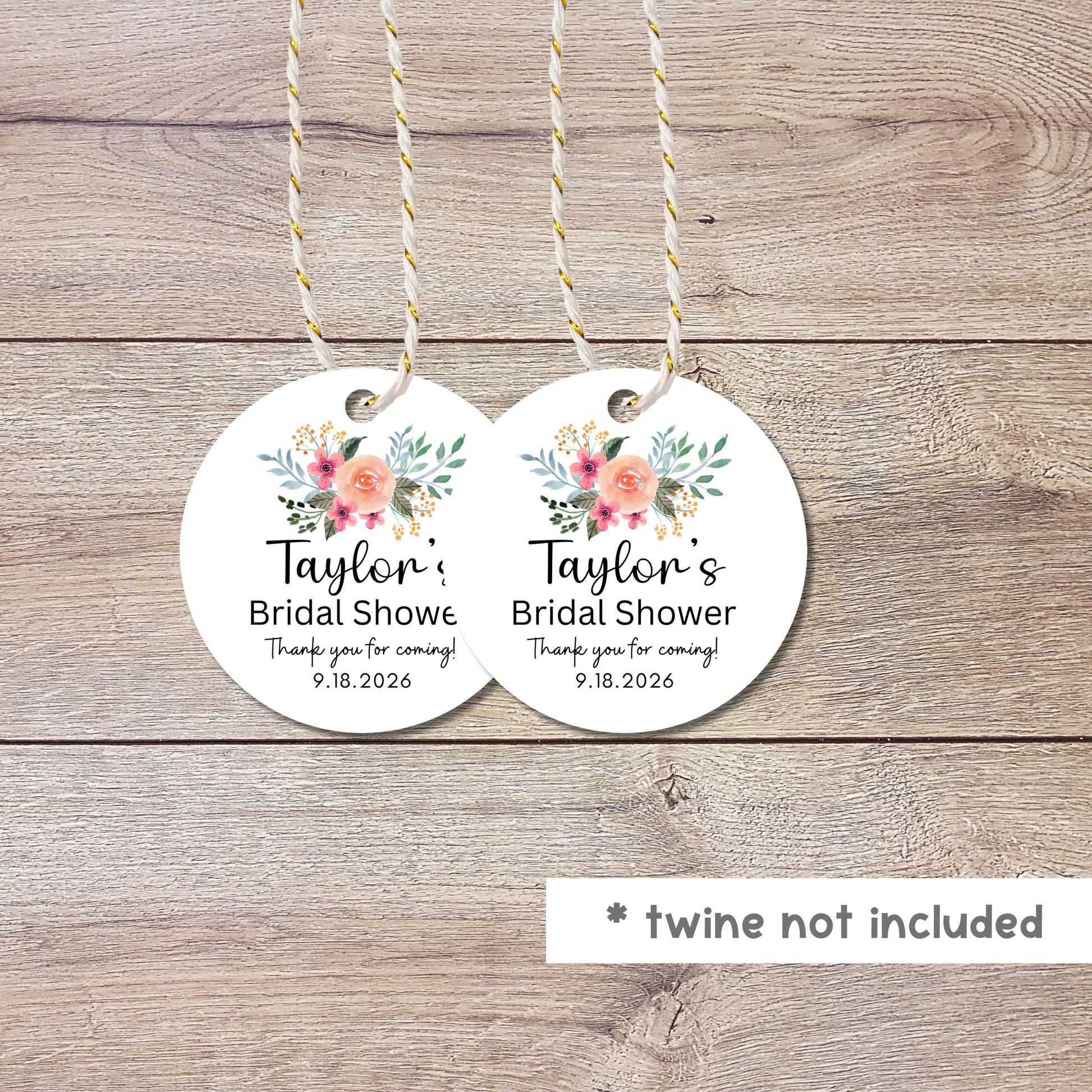 Personalized Bridal Shower Gift Tags, Baby Shower Thank You for Coming Party Favor Treat Bag Tag, Custom Gift Tag