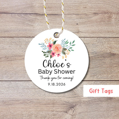 Personalized Bridal Shower Gift Tags, Baby Shower Thank You for Coming Party Favor Treat Bag Tag, Custom Gift Tag