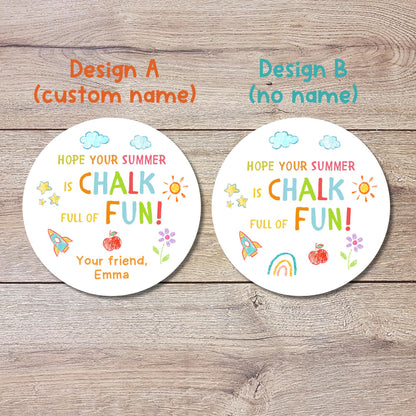 Hope Your Summer is Chalk Full of Fun, Personalized End of School Party Treat Bag Sticker, Last Day of School Party Label, Gift for Students