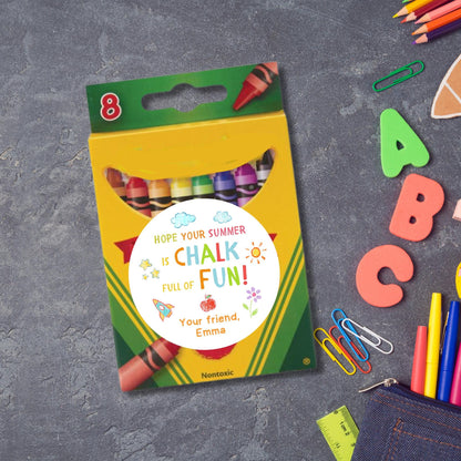 Hope Your Summer is Chalk Full of Fun, Personalized End of School Party Treat Bag Sticker, Last Day of School Party Label, Gift for Students