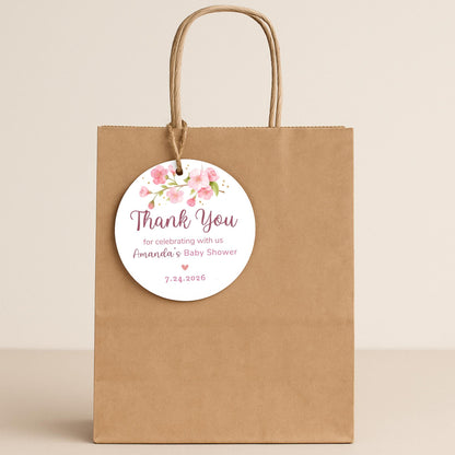 Personalized Baby Shower Gift Tags, Bridal Shower Thank You for Coming Party Favor Treat Bag Tag, Custom Gift Tag