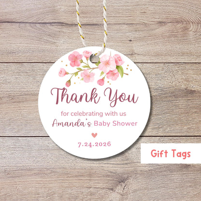 Personalized Baby Shower Gift Tags, Bridal Shower Thank You for Coming Party Favor Treat Bag Tag, Custom Gift Tag