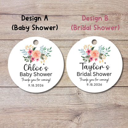 Personalized Bridal Shower Gift Tags, Baby Shower Thank You for Coming Party Favor Treat Bag Tag, Custom Gift Tag