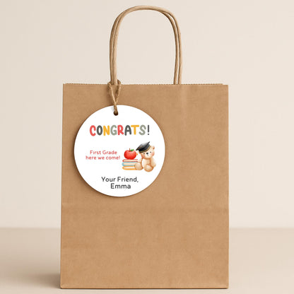 Personalized Kindergarten Promotion Gift Tags, Happy Kids Graduation Congrats End of School Party Treat Tags Have a Great Summer Gift Tags
