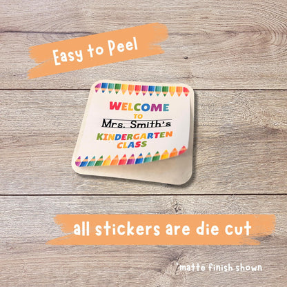 Personalized Welcome Back to School Stickers, Kindergarten First Grade First Day of School Label Sticker, School Day Teacher Folder Label