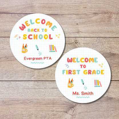 Personalized Back to School Stickers, Welcome to Kindergarten First Grade First Day of School Label Sticker, School Day Teacher Folder Label