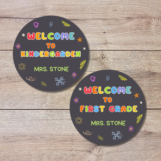 Personalized Back to School Stickers, Welcome to Kindergarten First Grade First Day of School Label Sticker, School Day Teacher Folder Label