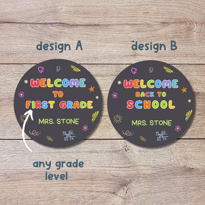 Personalized Back to School Stickers, Welcome to Kindergarten First Grade First Day of School Label Sticker, School Day Teacher Folder Label