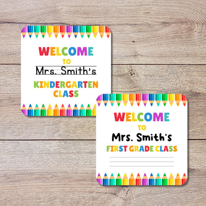 Personalized Welcome Back to School Stickers, Kindergarten First Grade First Day of School Label Sticker, School Day Teacher Folder Label