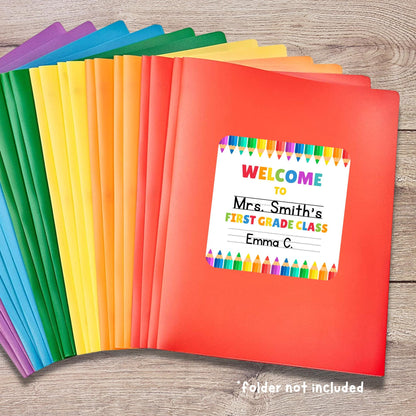 Personalized Welcome Back to School Stickers, Kindergarten First Grade First Day of School Label Sticker, School Day Teacher Folder Label