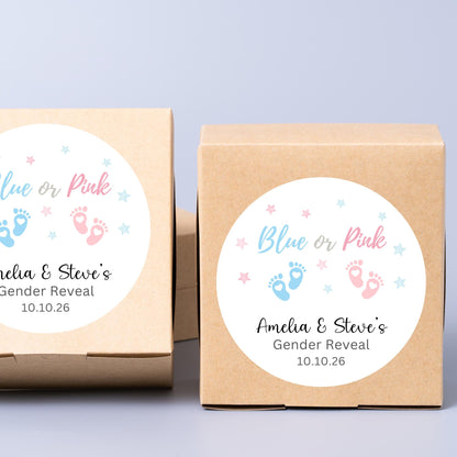Personalized Gender Reveal Baby Shower Stickers, Custom Boy or Girl, He or She Gender Party, Baby Sprinkle Sticker Party Favor Labels
