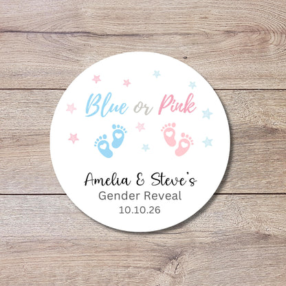 Personalized Gender Reveal Baby Shower Stickers, Custom Boy or Girl, He or She Gender Party, Baby Sprinkle Sticker Party Favor Labels