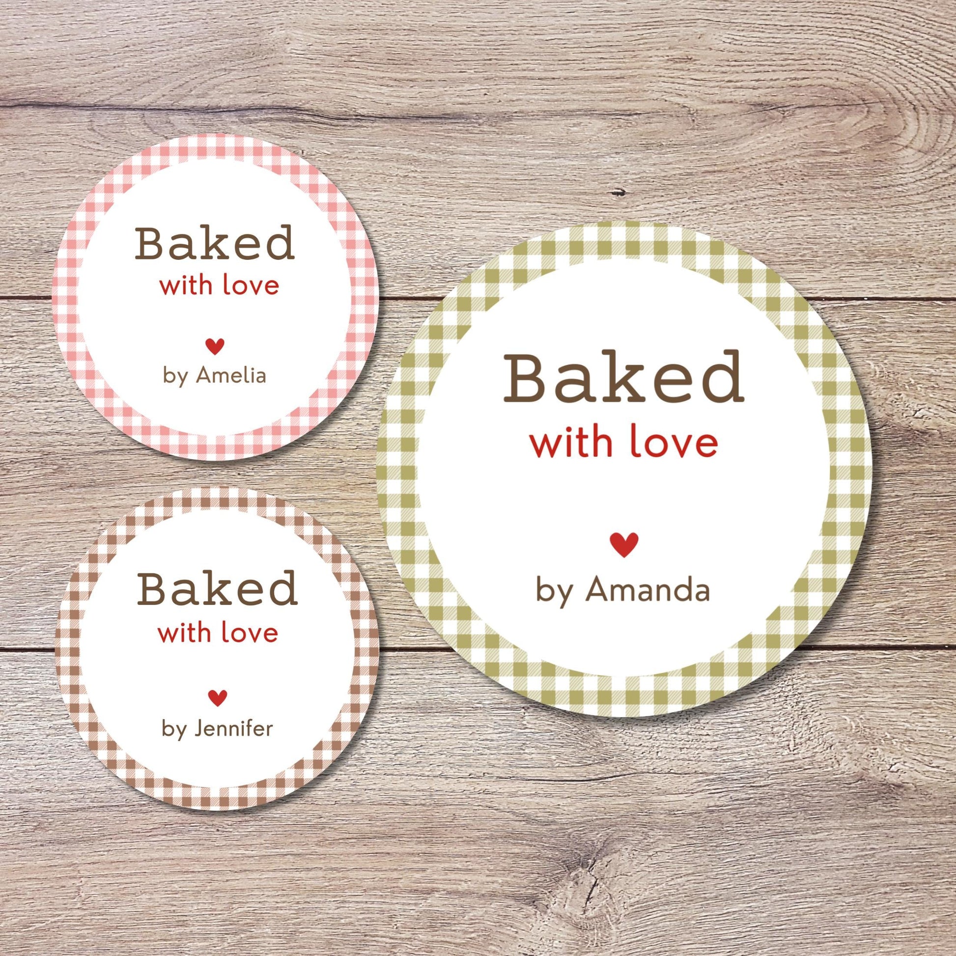 Personalized Baked with Love Stickers, Customized Baked Goods Label, Baking Stickers, Small Business Bakery Packaging Labels