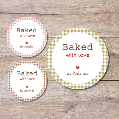 Personalized Baked with Love Stickers, Customized Baked Goods Label, Baking Stickers, Small Business Bakery Packaging Labels
