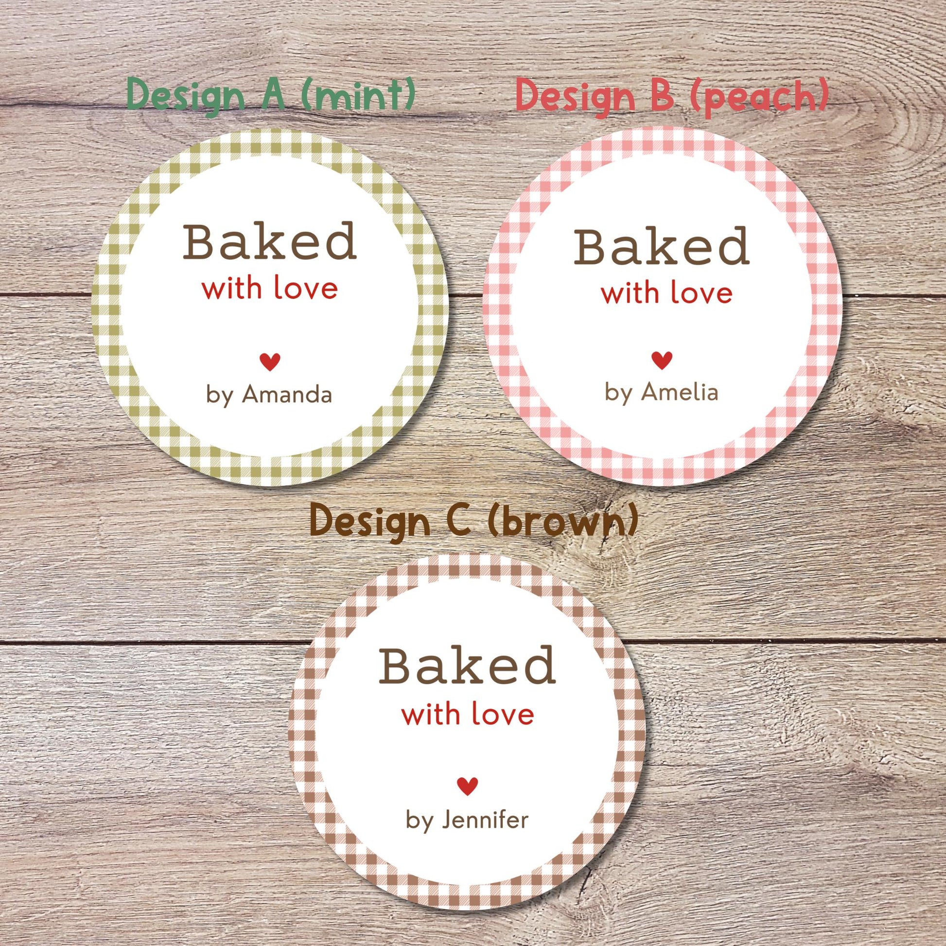 Personalized Baked with Love Stickers, Customized Baked Goods Label, Baking Stickers, Small Business Bakery Packaging Labels