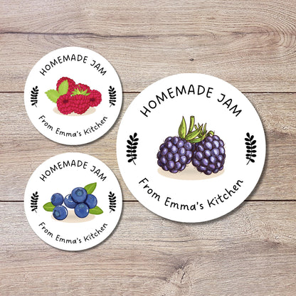 Personalized Homemade Jam Stickers, Customized Blackberry Raspberry Blueberry Jam Label, Jam Packed with Love, Small Business Food Packaging