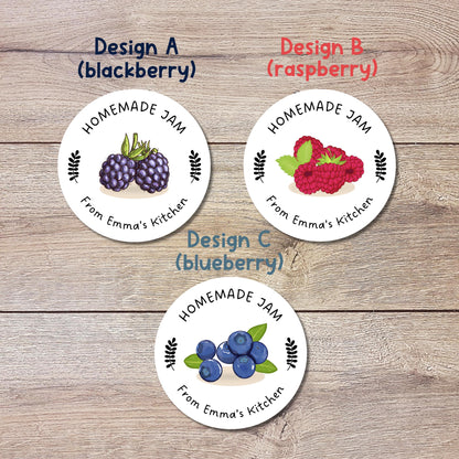 Personalized Homemade Jam Stickers, Customized Blackberry Raspberry Blueberry Jam Label, Jam Packed with Love, Small Business Food Packaging