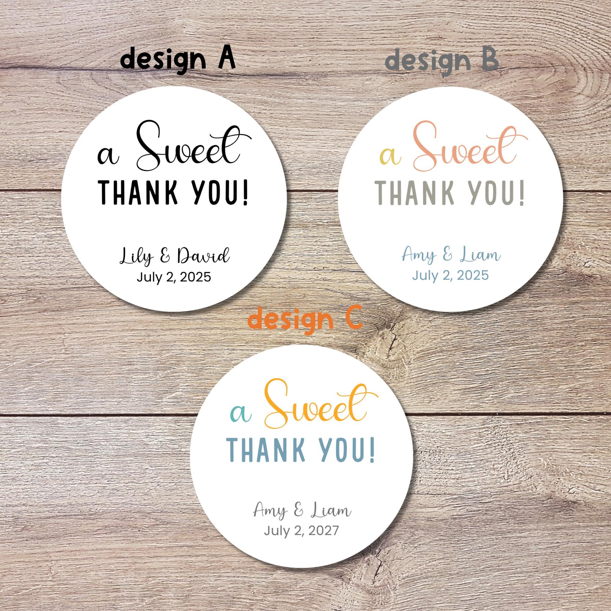 A Sweet Thank You Sticker, Personalized Wedding Stickers, Custom Bridal Shower, Baby Shower, Birthday Anniversary Party Favor Labels