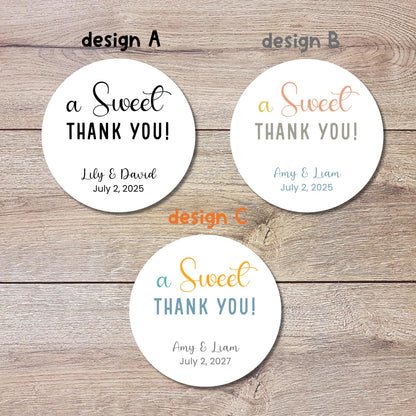 A Sweet Thank You Sticker, Personalized Wedding Stickers, Custom Bridal Shower, Baby Shower, Birthday Anniversary Party Favor Labels