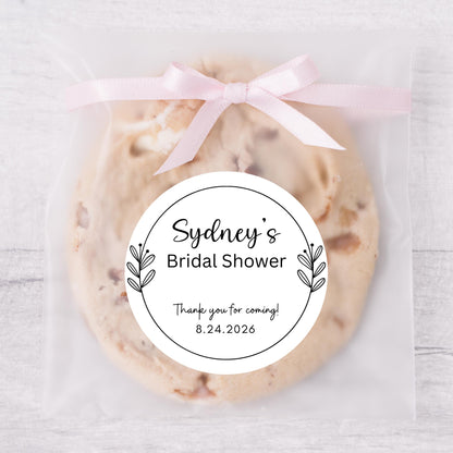 Personalized Floral Wreath Bridal Shower Stickers, Floral Bridal Shower Thank You Labels, Custom Bride-to-Be Bachelorette Party Favor
