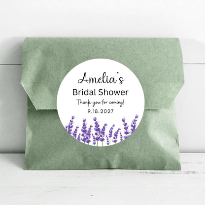 Personalized Lavender Floral Bridal Shower Stickers, Floral Bridal Shower Thank You Labels, Custom Bride-to-Be Bachelorette Party Favor