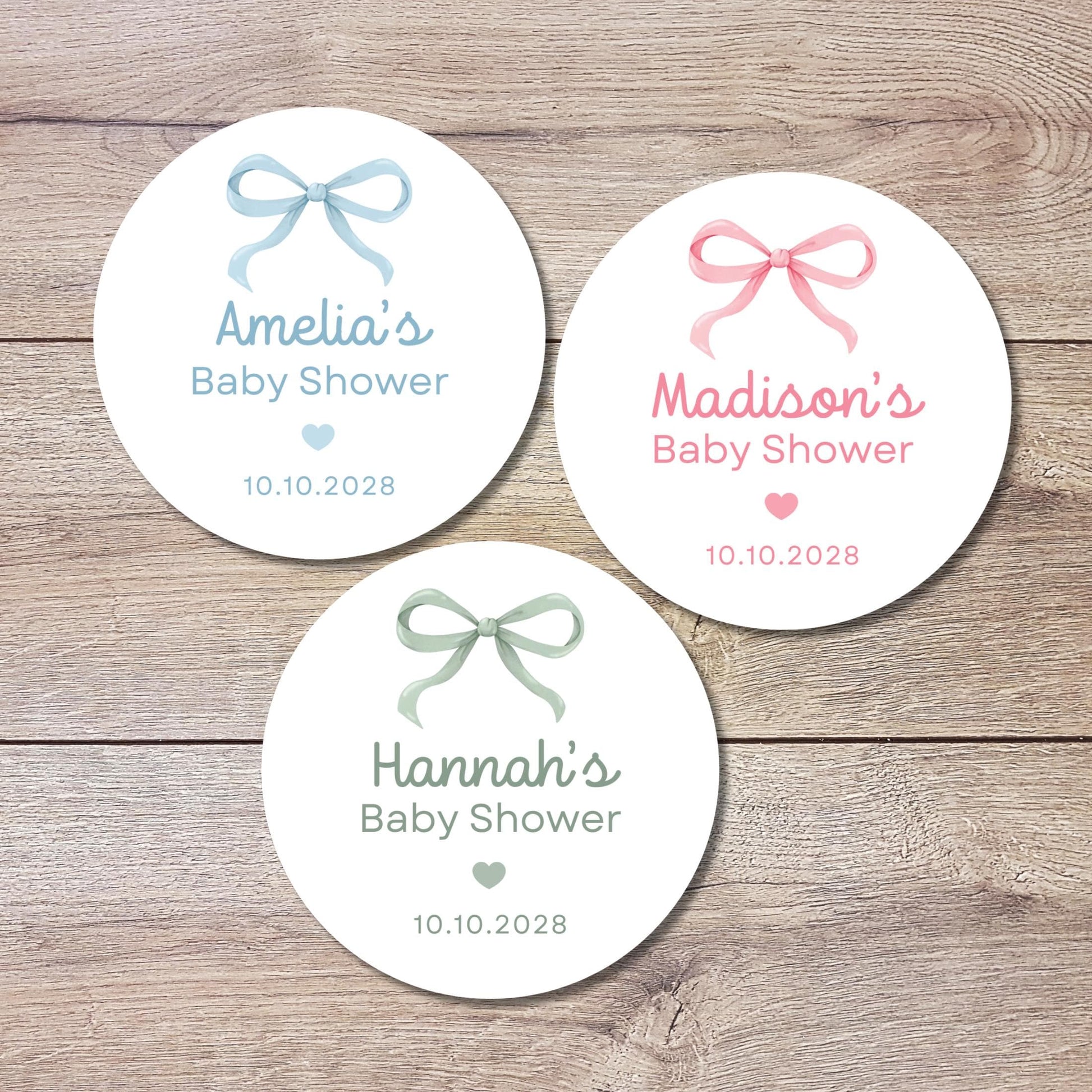 Bow Baby Shower Stickers, Custom Thank You for Showering Our Baby with Love Labels, Personalized Mom to Be Sprinkling Baby Party Favor