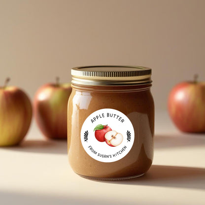 Apple Butter Canning Stickers, Custom Homemade Puree Stickers, Personalized Mason Jar Lid Labels, Gifting Fruit Preserves Labels