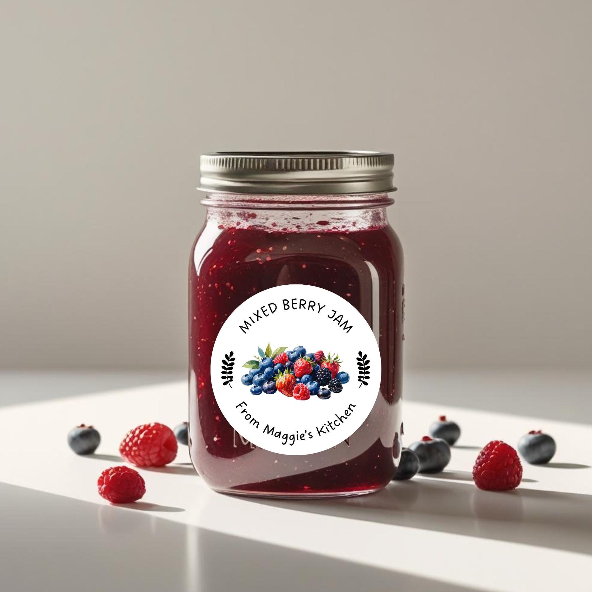 Mixed Berry Jam Stickers, Custom Homemade Puree Canning Stickers, Personalized Mason Jar Lid Labels, Gifting Fruit Jam Preserves Labels