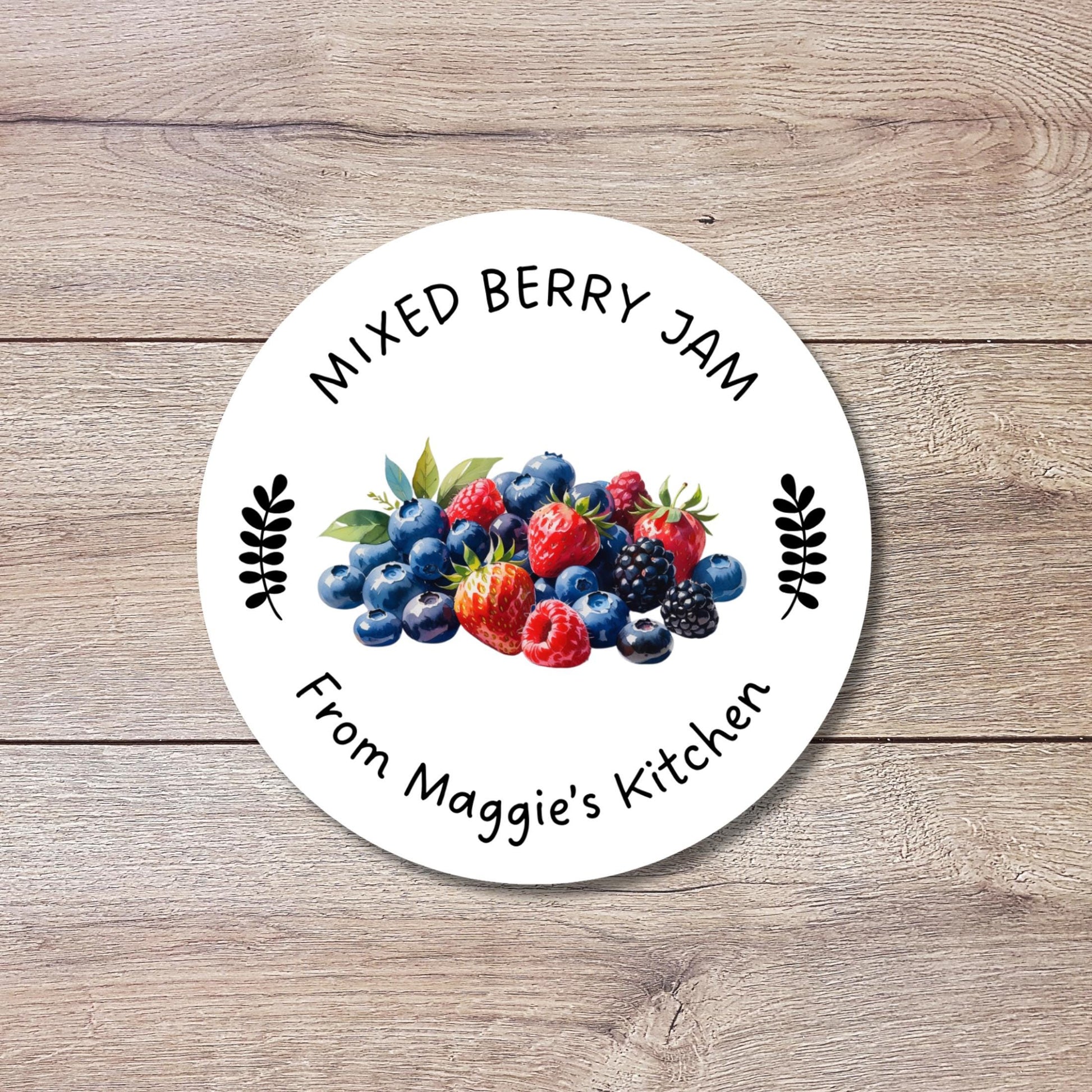 Mixed Berry Jam Stickers, Custom Homemade Puree Canning Stickers, Personalized Mason Jar Lid Labels, Gifting Fruit Jam Preserves Labels