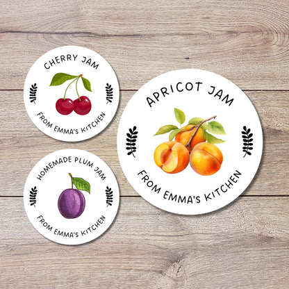 Personalized Homemade Apricot, Cherry, Plum Jam Stickers, Customized Fruit Jam Label, Jam Packed with Love, Small Business Food Packaging