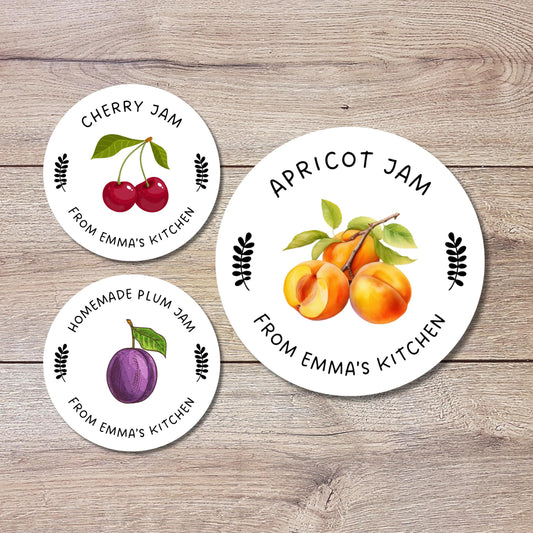 Personalized Homemade Apricot, Cherry, Plum Jam Stickers, Customized Fruit Jam Label, Jam Packed with Love, Small Business Food Packaging