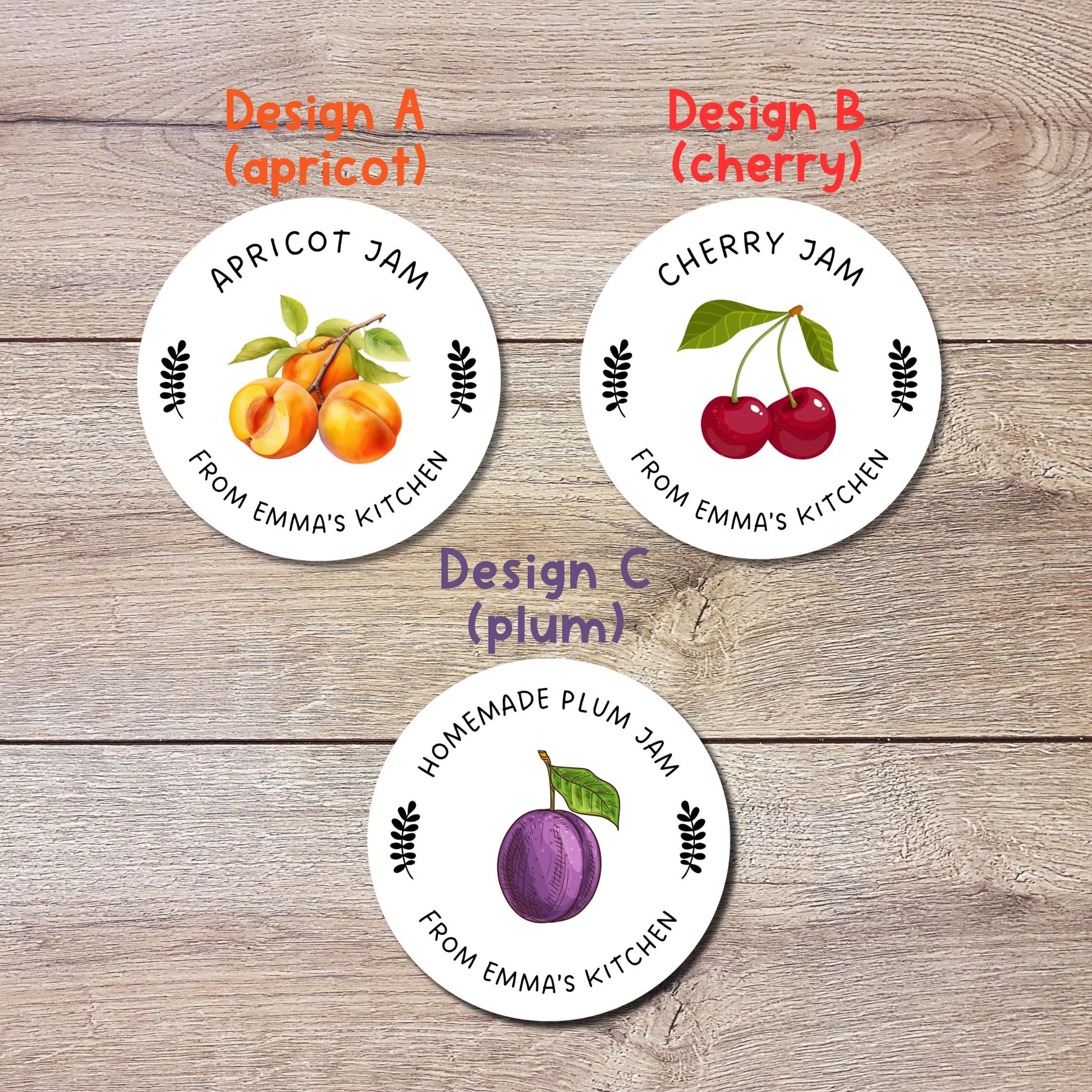 Personalized Homemade Apricot, Cherry, Plum Jam Stickers, Customized Fruit Jam Label, Jam Packed with Love, Small Business Food Packaging