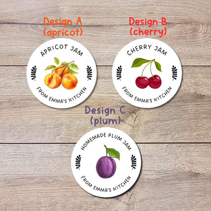 Personalized Homemade Apricot, Cherry, Plum Jam Stickers, Customized Fruit Jam Label, Jam Packed with Love, Small Business Food Packaging