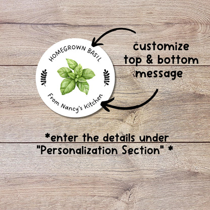 Homegrown Basil Stickers, Custom Homemade Veggie Stickers, Personalized Gifting Organic Vegetable Labels, Green Garden Homegrown Veggie