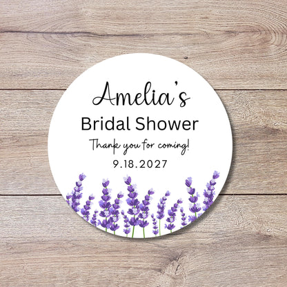 Personalized Lavender Floral Bridal Shower Stickers, Floral Bridal Shower Thank You Labels, Custom Bride-to-Be Bachelorette Party Favor