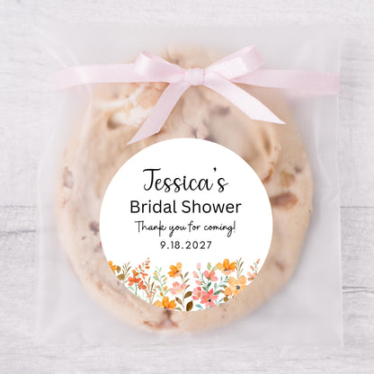 Personalized Wildflower Bridal Shower Stickers, Floral Bridal Shower Thank You Labels, Custom Bride-to-Be Bachelorette Party Favor