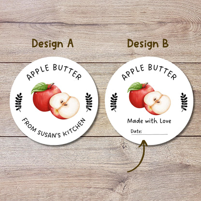 Apple Butter Canning Stickers, Custom Homemade Puree Stickers, Personalized Mason Jar Lid Labels, Gifting Fruit Preserves Labels
