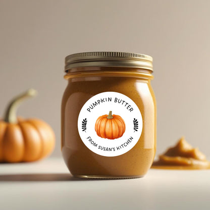 Homemade Pumpkin Butter Canning Stickers, Custom Homemade Puree Stickers, Personalized Mason Jar Lid Labels, Gifting Fruit Preserves Labels