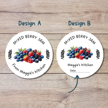 Mixed Berry Jam Stickers, Custom Homemade Puree Canning Stickers, Personalized Mason Jar Lid Labels, Gifting Fruit Jam Preserves Labels