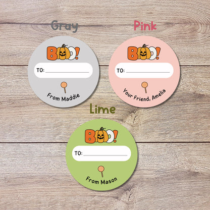 To and From Halloween Boo Stickers, Custom Halloween Goody Bag Label, Printed Kids Happy Halloween School Event Gift Label, Retro Style