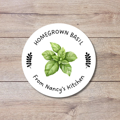 Homegrown Basil Stickers, Custom Homemade Veggie Stickers, Personalized Gifting Organic Vegetable Labels, Green Garden Homegrown Veggie