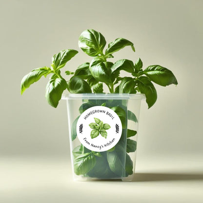 Homegrown Basil Stickers, Custom Homemade Veggie Stickers, Personalized Gifting Organic Vegetable Labels, Green Garden Homegrown Veggie