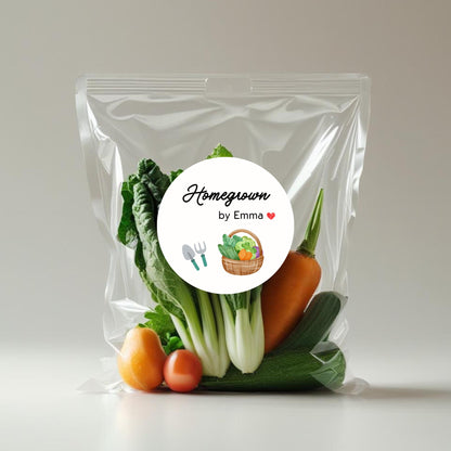 Homegrown Vegetable Personalized Stickers, Customized Labels for Gardening, Fresh Produce, Flower Garden, Farmers Market, Canning Labels