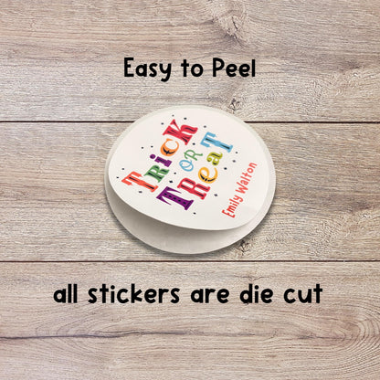 Personalized Polka Dots Pumpkin Happy Halloween Stickers, Custom Kids School Classroom Party Favor Gift Bag Labels